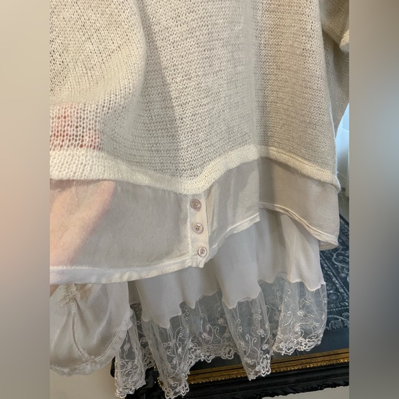 2 piece oversized knit sweater with embroidered dress slip - Picture 2 of 14